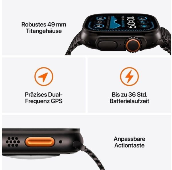 Apple Watch Ultra 2 (2024) Titan Natur Ocean Armband Marine – Bild 2