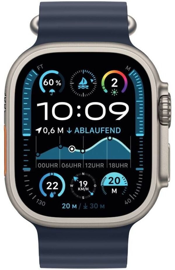 Apple Watch Ultra 2 (2024) Titan Natur Ocean Armband Marine – Bild 3