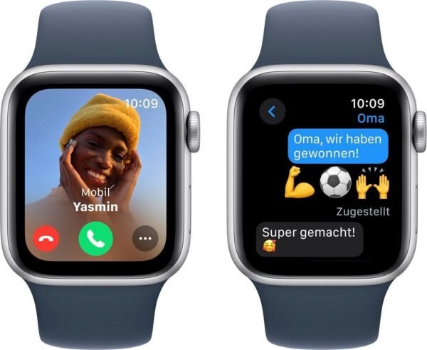 Apple Watch SE 2022 GPS 40mm Silber Sportarmband Sturmblau S/M – Bild 2