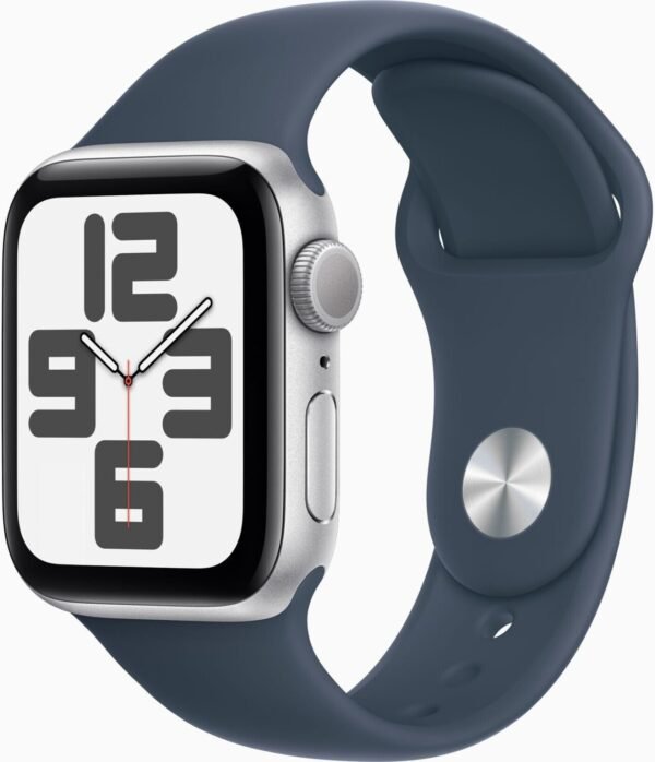 Apple Watch SE 2022 GPS 40mm Silber Sportarmband Sturmblau S/M – Bild 4