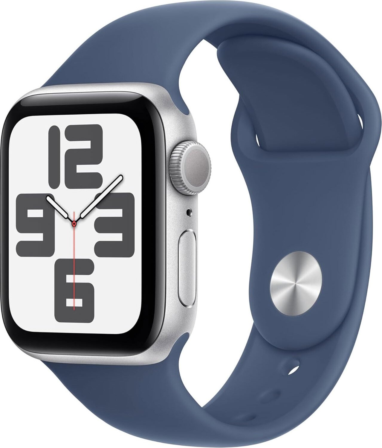 Apple Watch SE (2022) (GPS) 40mm silber mit Sportarmband S/M Denim