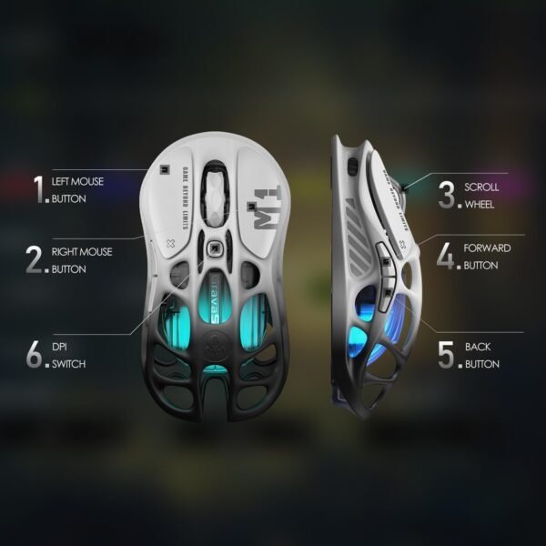 GravaStar Mercury M1 Pro Lightweight Magnesium Alloy Wireless Gaming Mouse 26000 DPI PAW3395DM Sensor 5 Programmable Buttons Support Wired/2.4GHz/BT Up to 200 Hours