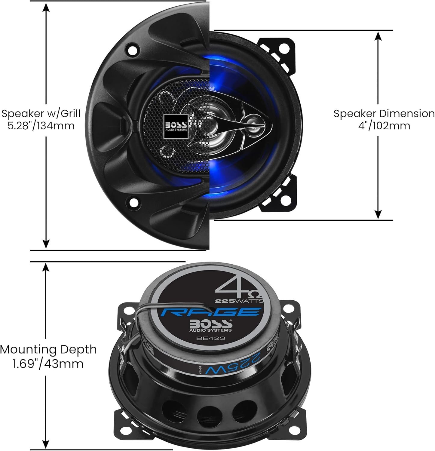 Boss Audio Systems BE423 225 Watt (pro Paar), 4 Zoll – Bild 2