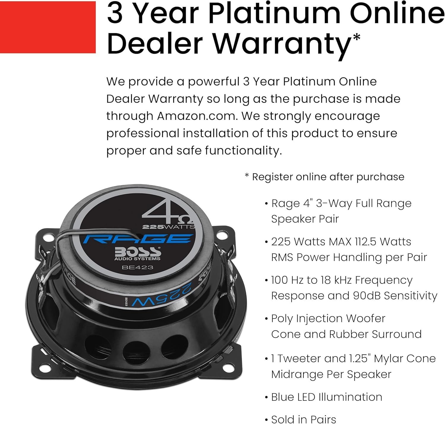 Boss Audio Systems BE423 225 Watt (pro Paar), 4 Zoll – Bild 3